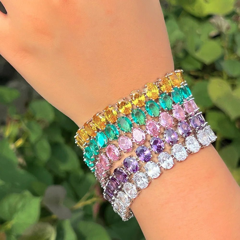 BraceletsGlamorous Oval Round Colorful Bracelets CB348 - WS JewelleryBraceletBridal BraceletTennis Bracelet