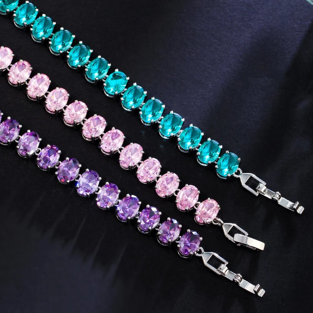 BraceletsGlamorous Oval Round Colorful Bracelets CB348 - WS JewelleryBraceletBridal BraceletTennis Bracelet
