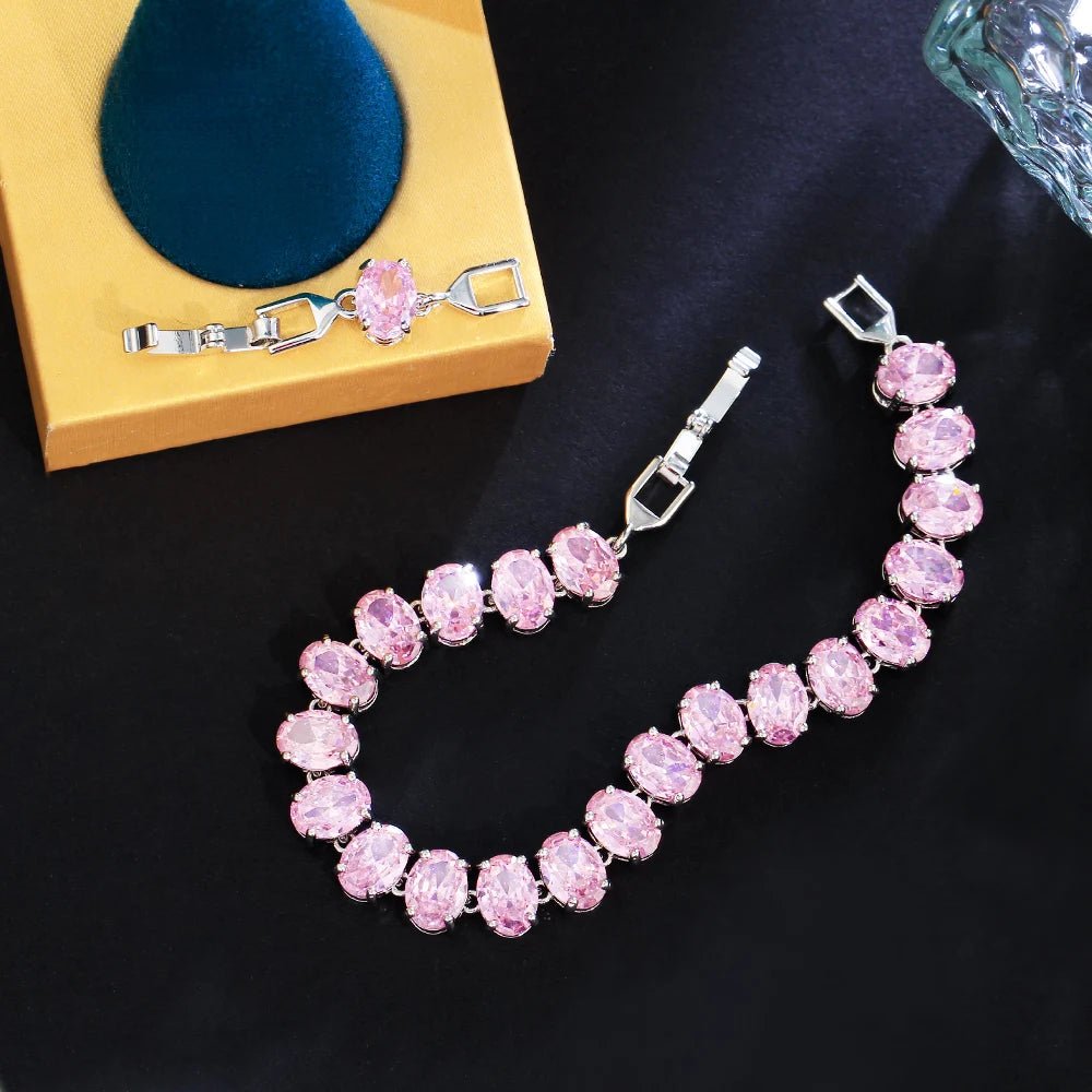 BraceletsGlamorous Oval Round Colorful Bracelets CB348 - WS JewelleryBraceletBridal BraceletTennis Bracelet