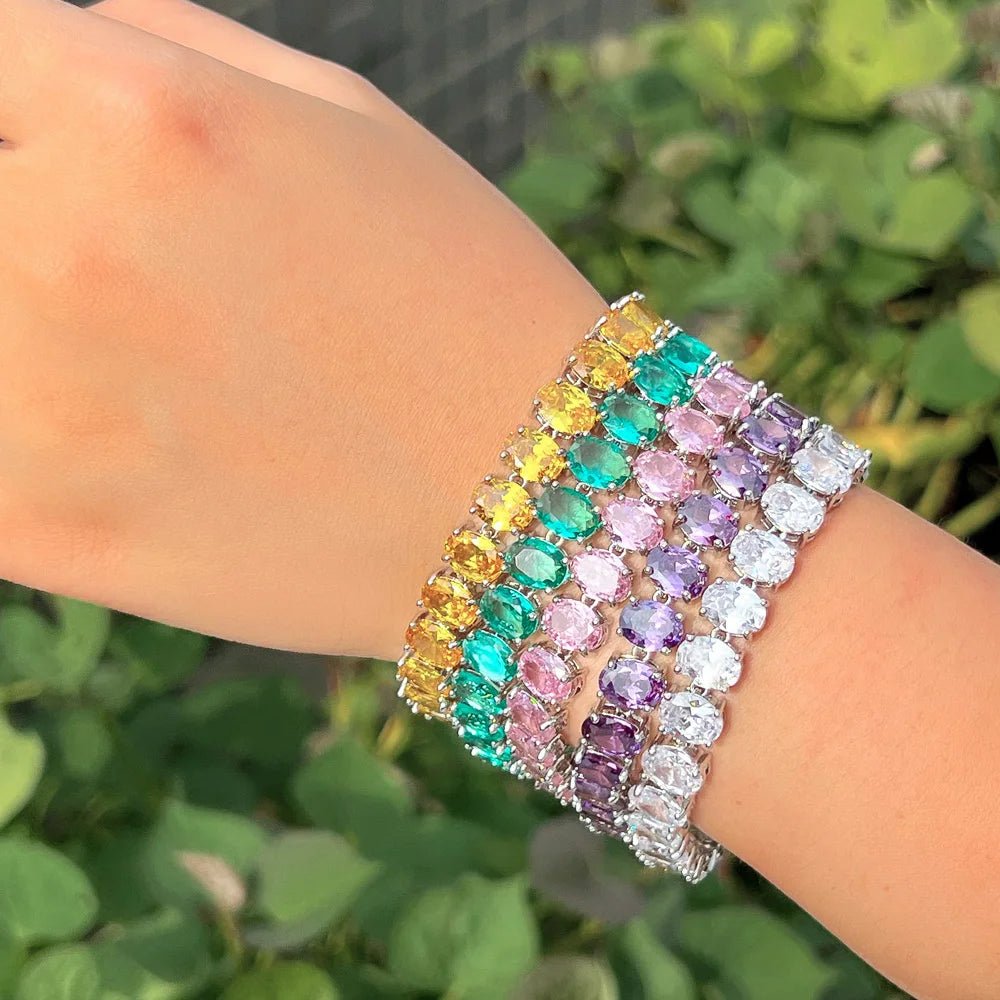 BraceletsGlamorous Oval Round Colorful Bracelets CB348 - WS JewelleryBraceletBridal BraceletTennis Bracelet
