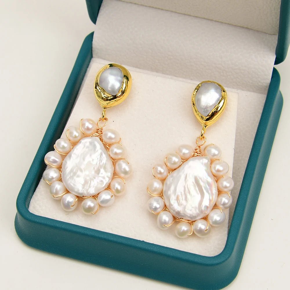 EarringsGold Plated Freshwater Teardrop Pearl Dangle Earrings - WS JewelleryNatural Stone ColelctionPearl Earring