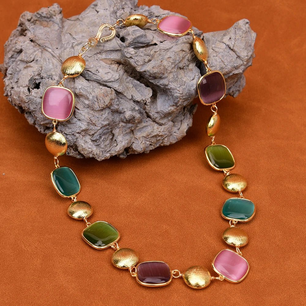 NecklacesGold Plated Natural Stones Beads Necklace - WS JewelleryNatural Stone ColelctionNecklace