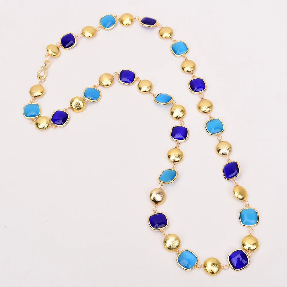 NecklacesGold Plated Natural Blue Cat Eye Necklace - WS JewelleryNatural Stone ColelctionNecklace