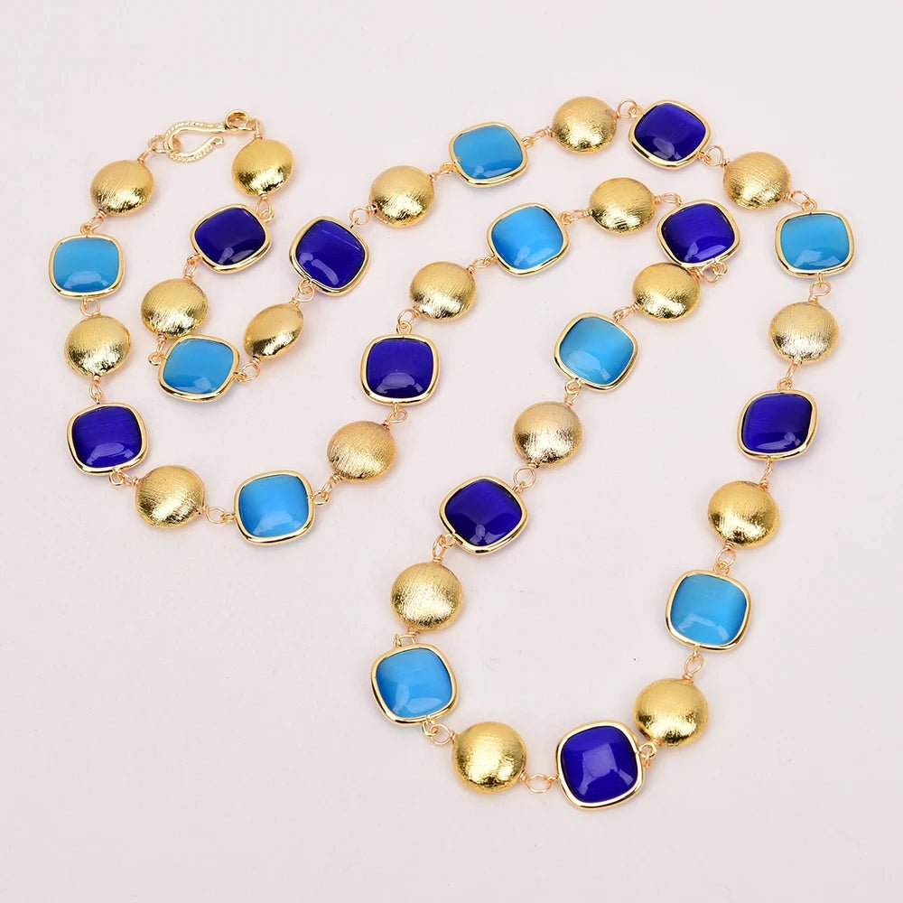 NecklacesGold Plated Natural Blue Cat Eye Necklace - WS JewelleryNatural Stone ColelctionNecklace