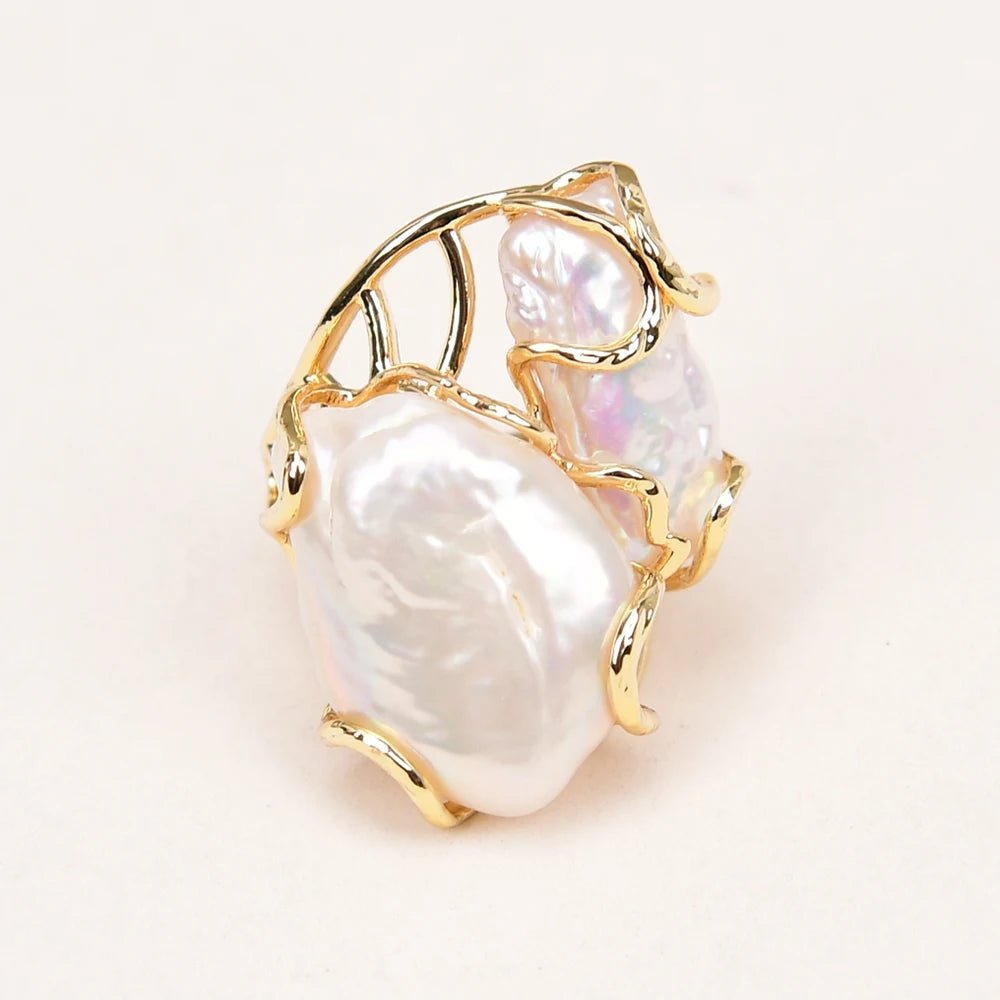 RingsGold Plated Natural Pearl Adjustable Rings - WS JewelleryNatural Stone ColelctionNatural Stone RingPearl Ring