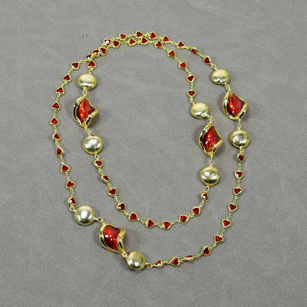 NecklacesGold Plated Red Murano Glass Heart Bead Necklace - WS JewelleryNatural Stone ColelctionNecklace