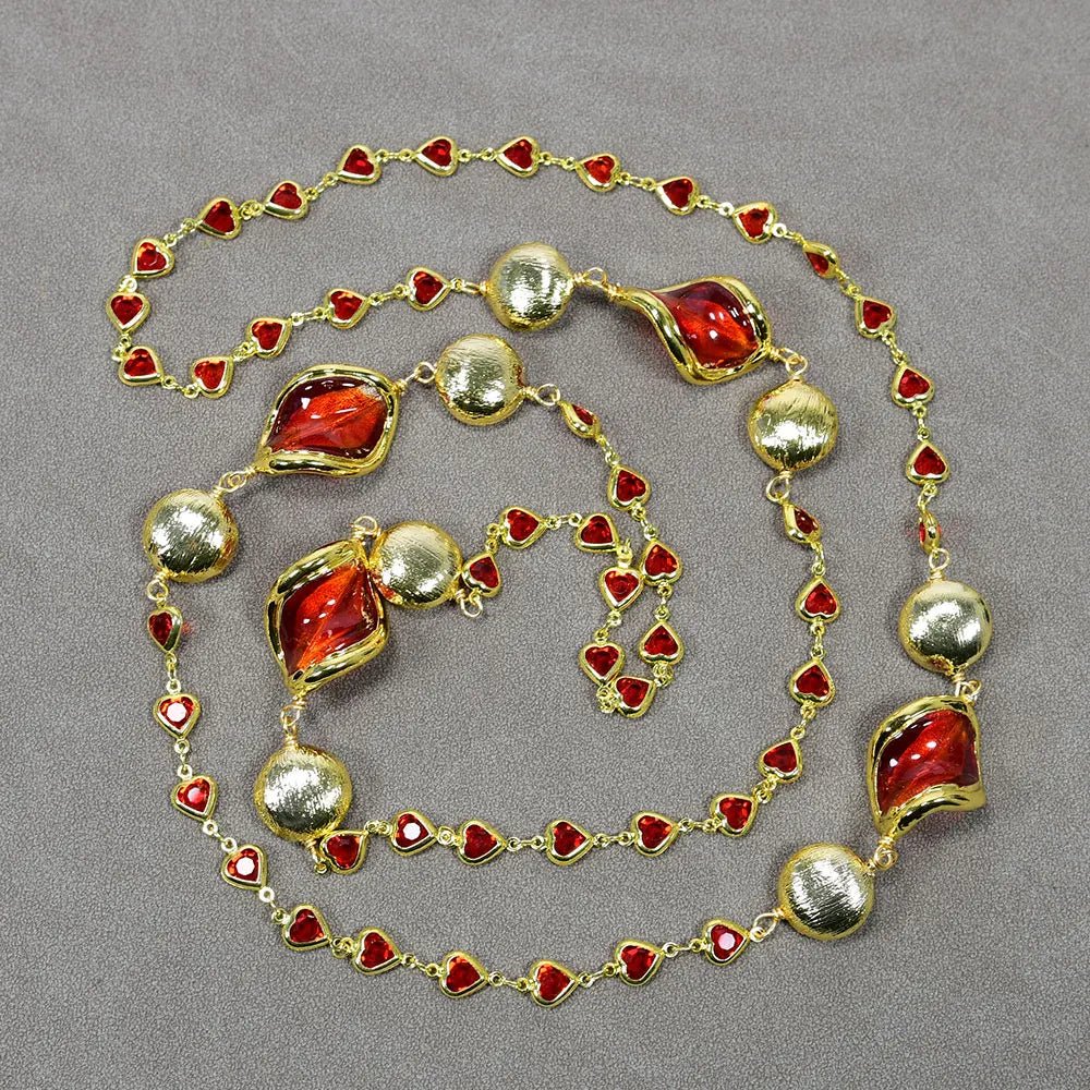 NecklacesGold Plated Red Murano Glass Heart Bead Necklace - WS JewelleryNatural Stone ColelctionNecklace