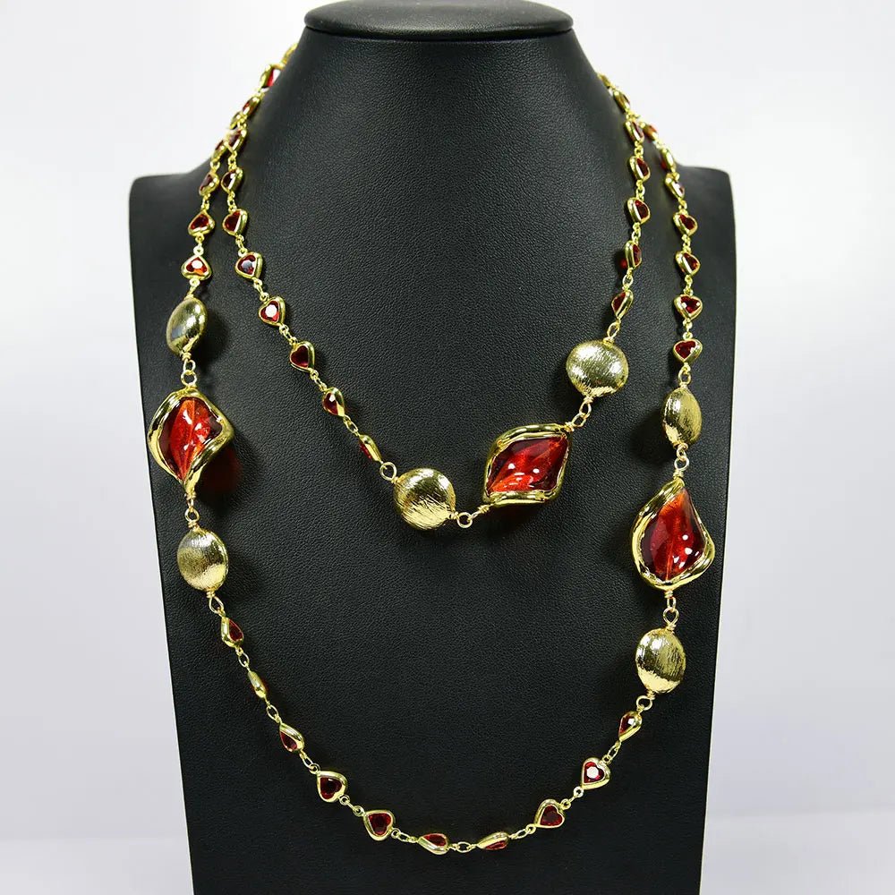 NecklacesGold Plated Red Murano Glass Heart Bead Necklace - WS JewelleryNatural Stone ColelctionNecklace