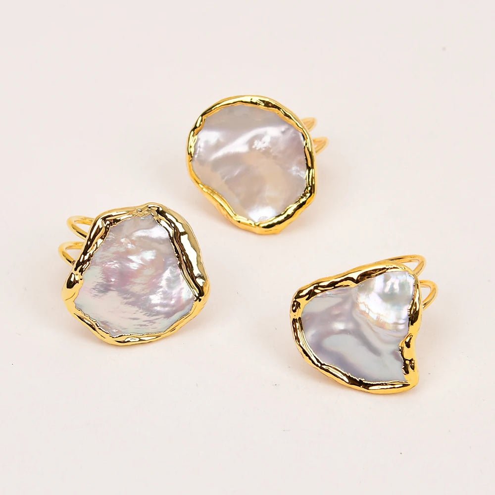 RingsGold Plated White Pearl Adjustable Rings - WS JewelleryNatural Stone ColelctionNatural Stone RingPearl Ring