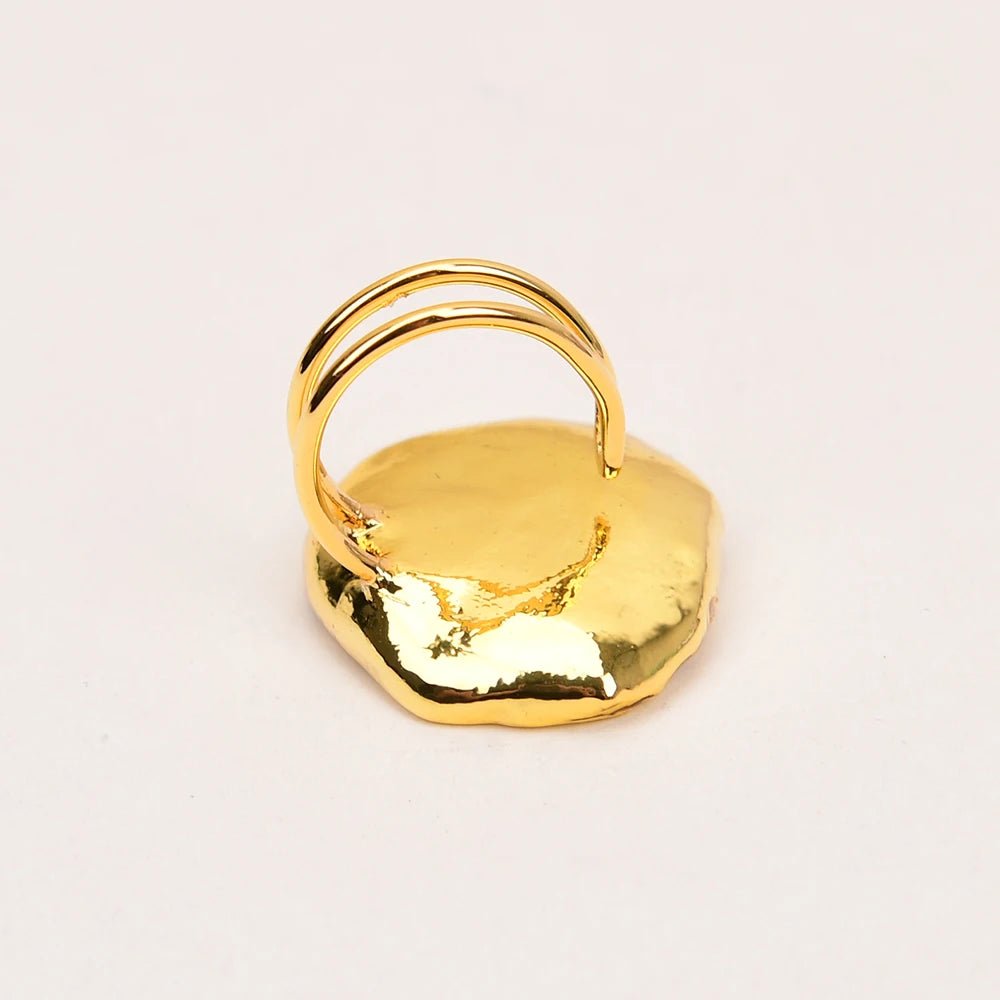RingsGold Plated White Pearl Adjustable Rings - WS JewelleryNatural Stone ColelctionNatural Stone RingPearl Ring