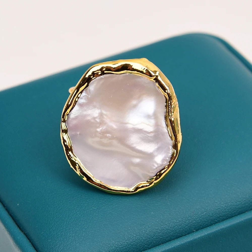 RingsGold Plated White Pearl Adjustable Rings - WS JewelleryNatural Stone ColelctionNatural Stone RingPearl Ring