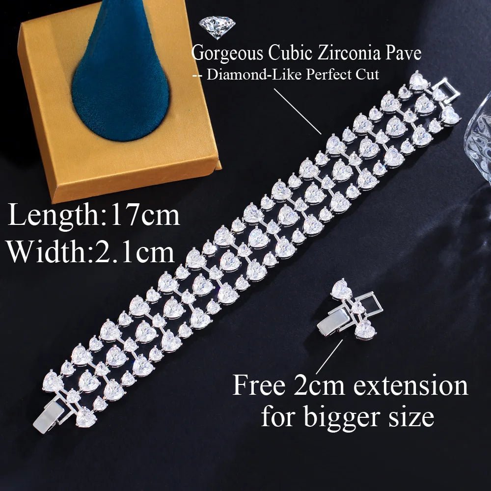 BraceletsHeart Shape Tennis Chain Bracelets CB334 - WS JewelleryBraceletBridal BraceletTennis Bracelet
