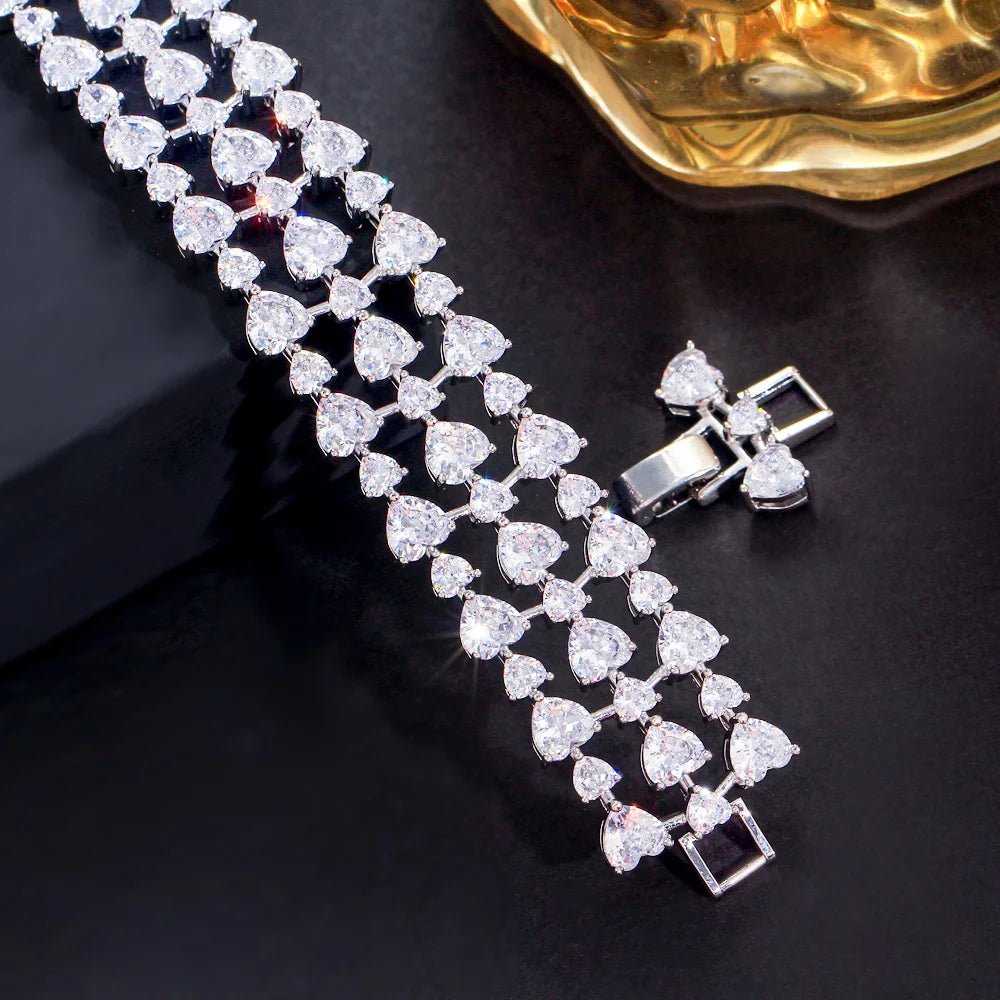 BraceletsHeart Shape Tennis Chain Bracelets CB334 - WS JewelleryBraceletBridal BraceletTennis Bracelet