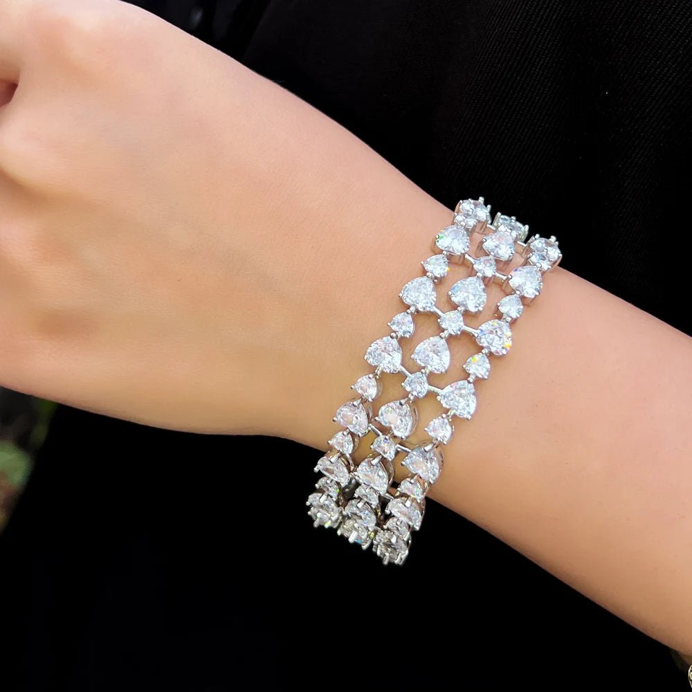 BraceletsHeart Shape Tennis Chain Bracelets CB334 - WS JewelleryBraceletBridal BraceletTennis Bracelet