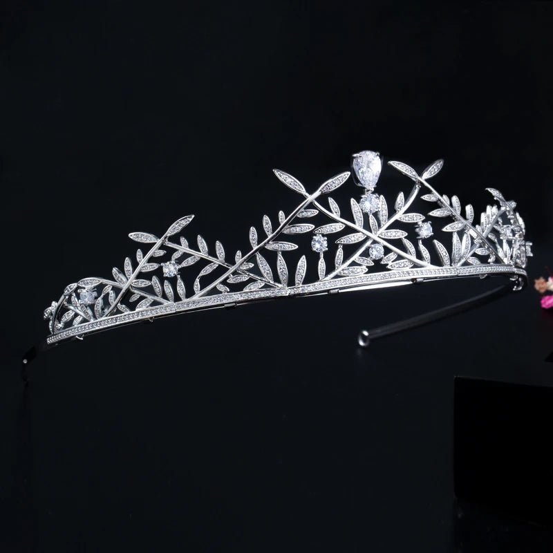 TiarasLeaf Shape Bridal Crown Tiara A017 - WS JewelleryBridal TiaraHair AccessoriesQueen Tiara