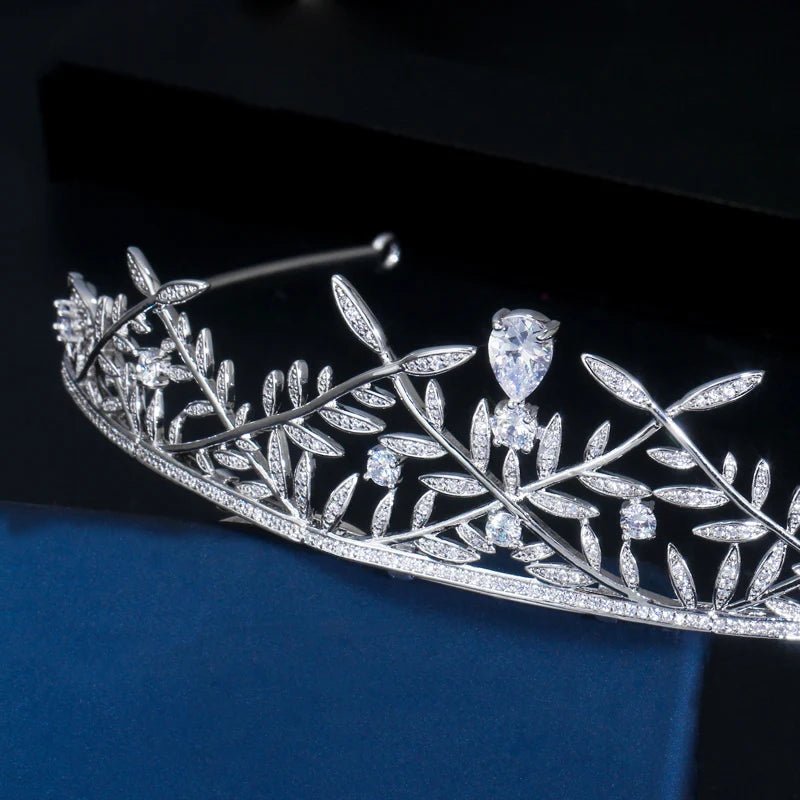 TiarasLeaf Shape Bridal Crown Tiara A017 - WS JewelleryBridal TiaraHair AccessoriesQueen Tiara