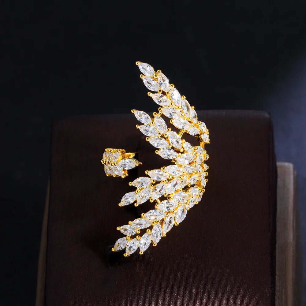RingsLeaf Shape Shiny Adjustable Finger Ring R215 - WS Jewellerycocktailringring