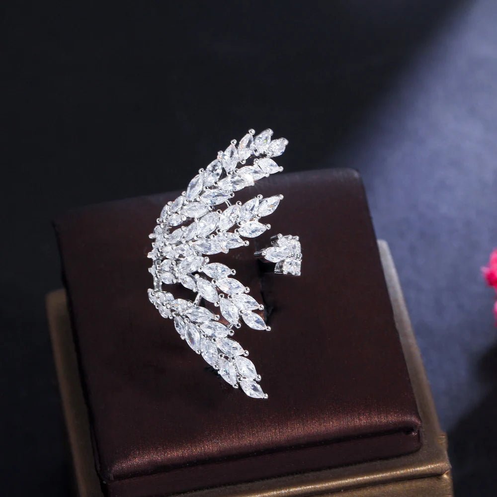 RingsLeaf Shape Shiny Adjustable Finger Ring R215 - WS Jewellerycocktailringring