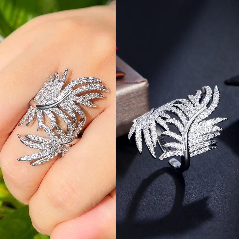 RingsLeaf Shape Shiny Adjustable Finger Ring R215 - WS Jewellerycocktailringring