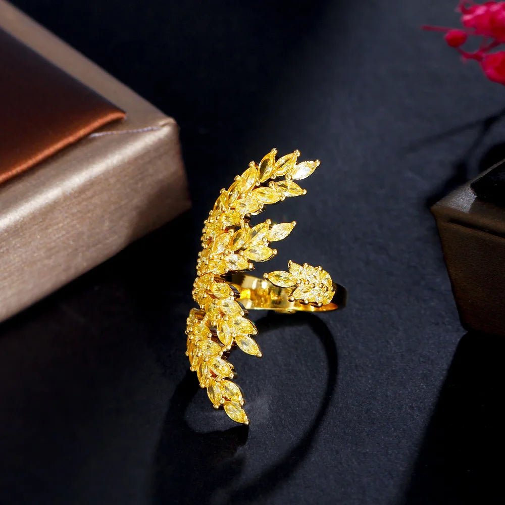 RingsLeaf Shape Shiny Adjustable Finger Ring R215 - WS Jewellerycocktailringring