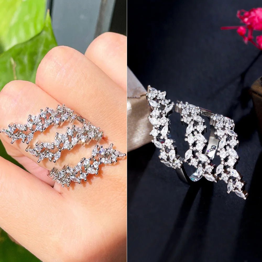 RingsLeaf Shape Shiny Adjustable Finger Ring R215 - WS Jewellerycocktailringring