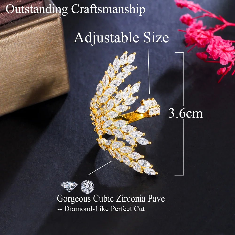 RingsLeaf Shape Shiny Adjustable Finger Ring R215 - WS Jewellerycocktailringring