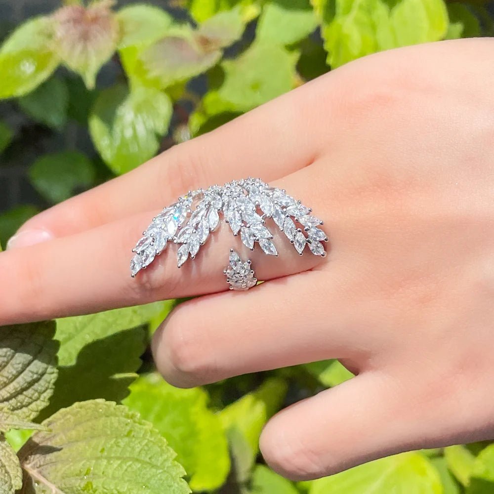 RingsLeaf Shape Shiny Adjustable Finger Ring R215 - WS Jewellerycocktailringring