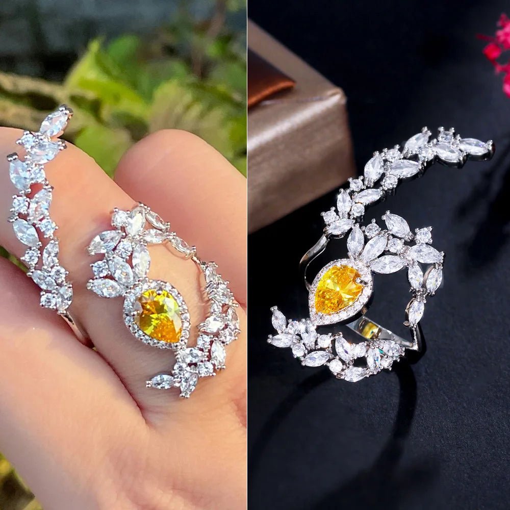 RingsLeaf Shape Shiny Adjustable Finger Ring R215 - WS Jewellerycocktailringring