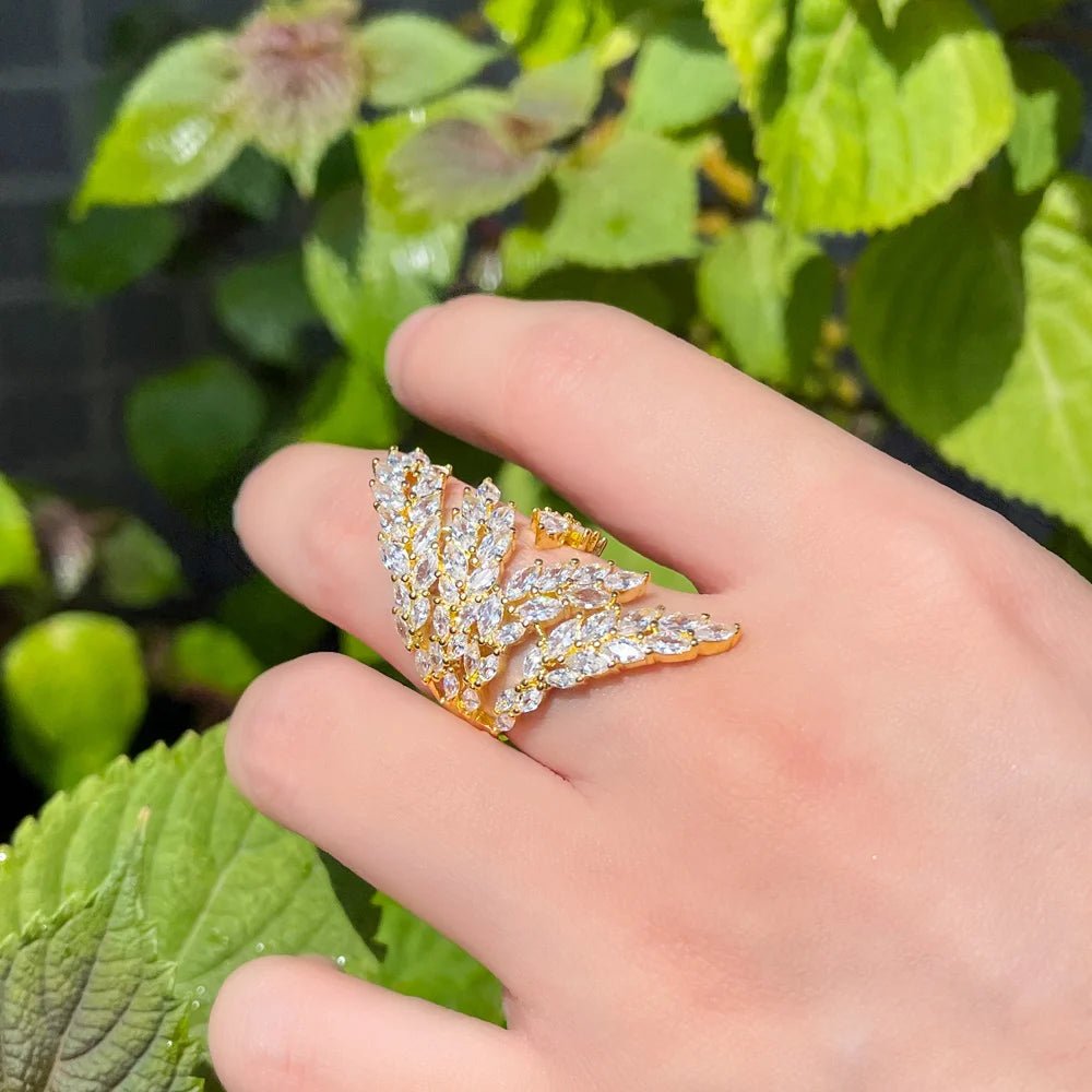 RingsLeaf Shape Shiny Adjustable Finger Ring R215 - WS Jewellerycocktailringring