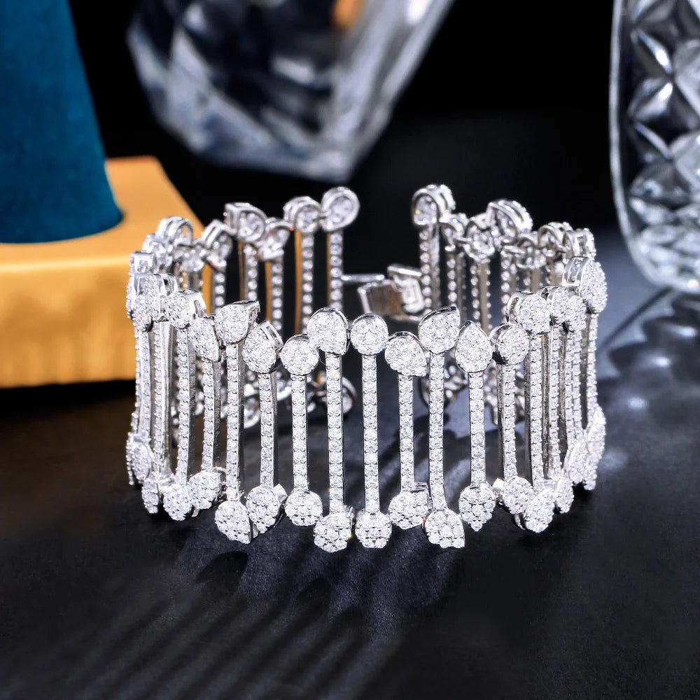 BraceletsLuxury Micro Pave Large Wide Bracelet CB321 - WS JewelleryBraceletBridal BraceletTennis Bracelet