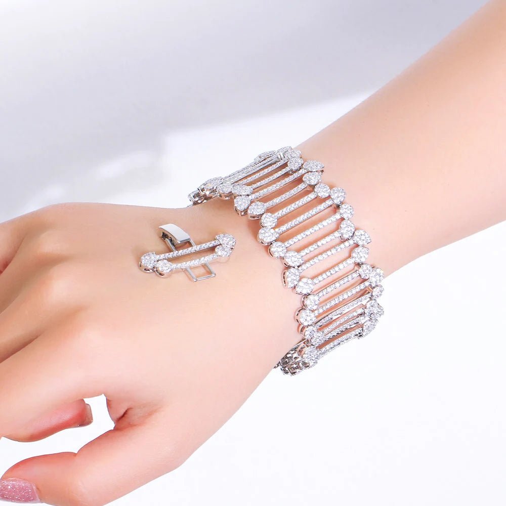BraceletsLuxury Micro Pave Large Wide Bracelet CB321 - WS JewelleryBraceletBridal BraceletTennis Bracelet