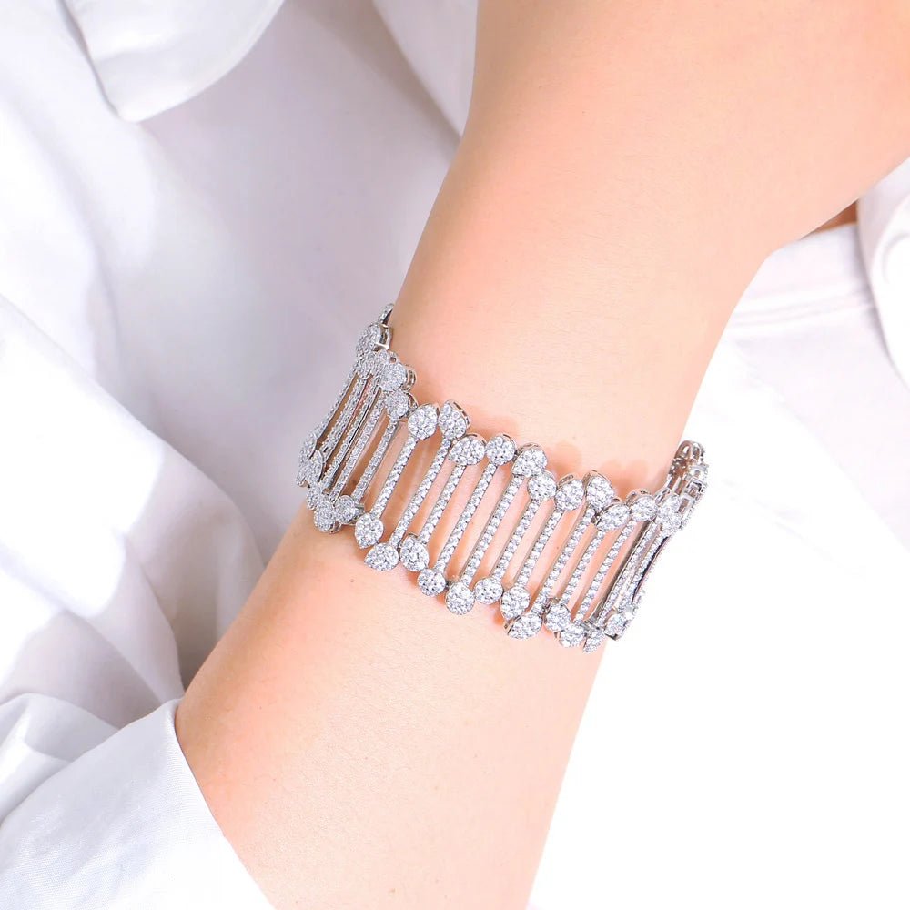 BraceletsLuxury Micro Pave Large Wide Bracelet CB321 - WS JewelleryBraceletBridal BraceletTennis Bracelet