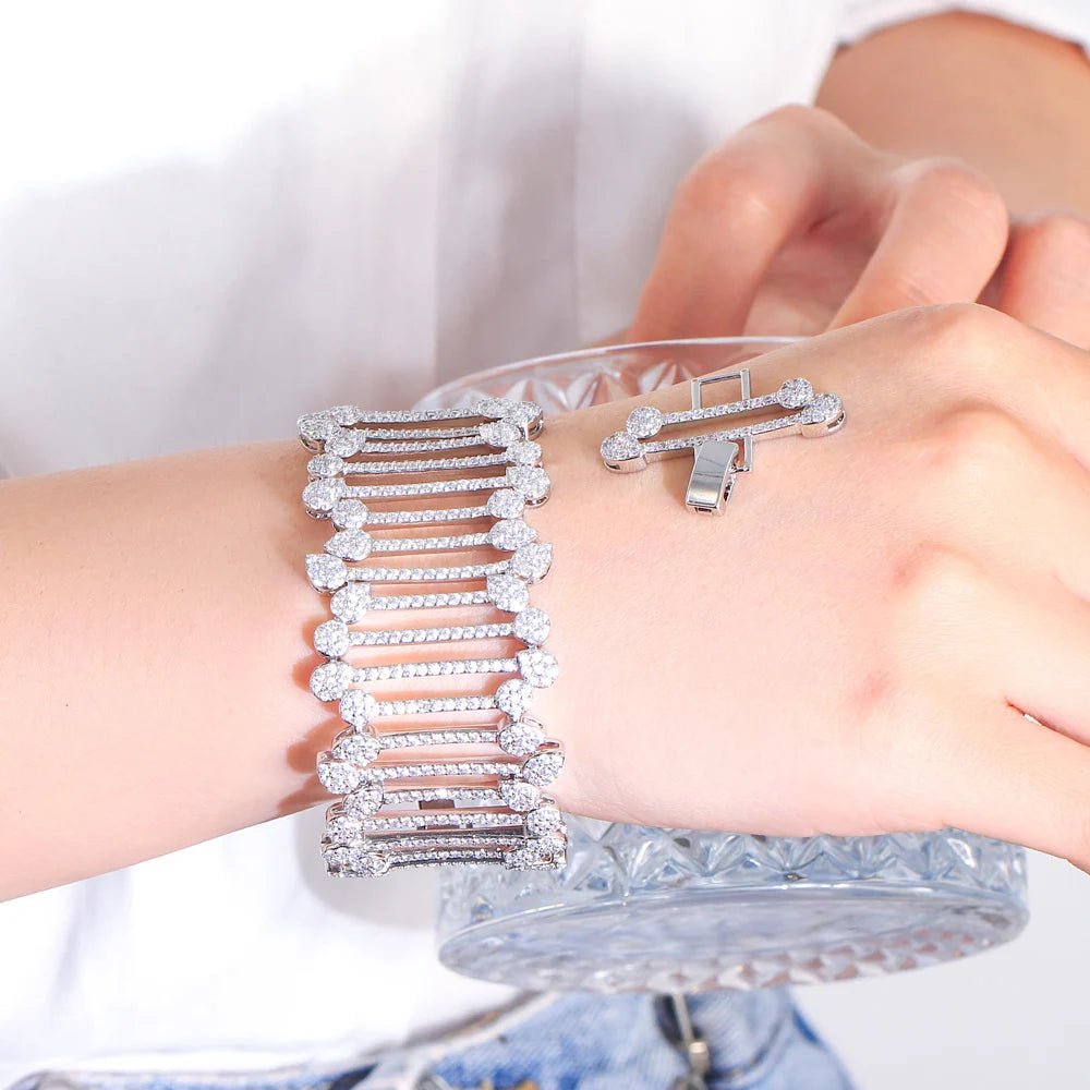 BraceletsLuxury Micro Pave Large Wide Bracelet CB321 - WS JewelleryBraceletBridal BraceletTennis Bracelet