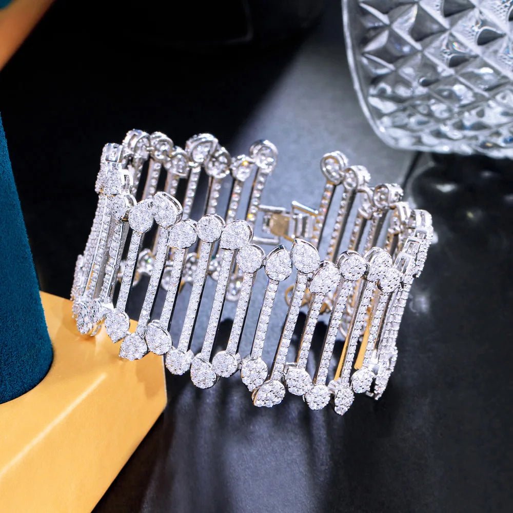 BraceletsLuxury Micro Pave Large Wide Bracelet CB321 - WS JewelleryBraceletBridal BraceletTennis Bracelet