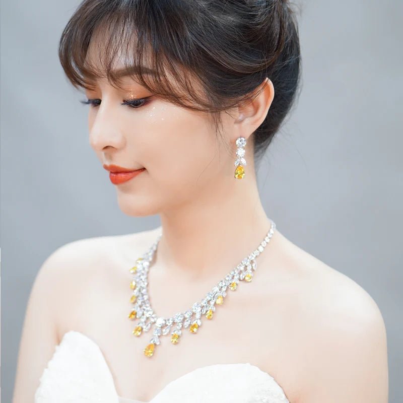 Jewellery SetLuxury Tassel Yellow Bridal Necklace and Earring Jewelry Sets T347 - WS Jewelleryjewellery set