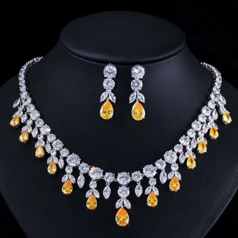 Jewellery SetLuxury Tassel Yellow Bridal Necklace and Earring Jewelry Sets T347 - WS Jewelleryjewellery set