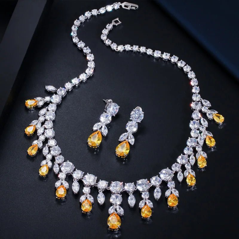Jewellery SetLuxury Tassel Yellow Bridal Necklace and Earring Jewelry Sets T347 - WS Jewelleryjewellery set