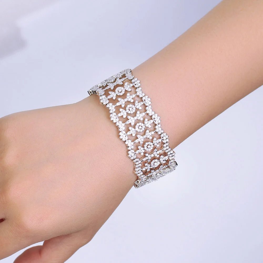 BraceletsMicro Pave Leaf Bracelets Bangles CB319 - WS JewelleryBraceletBridal BraceletTennis Bracelet