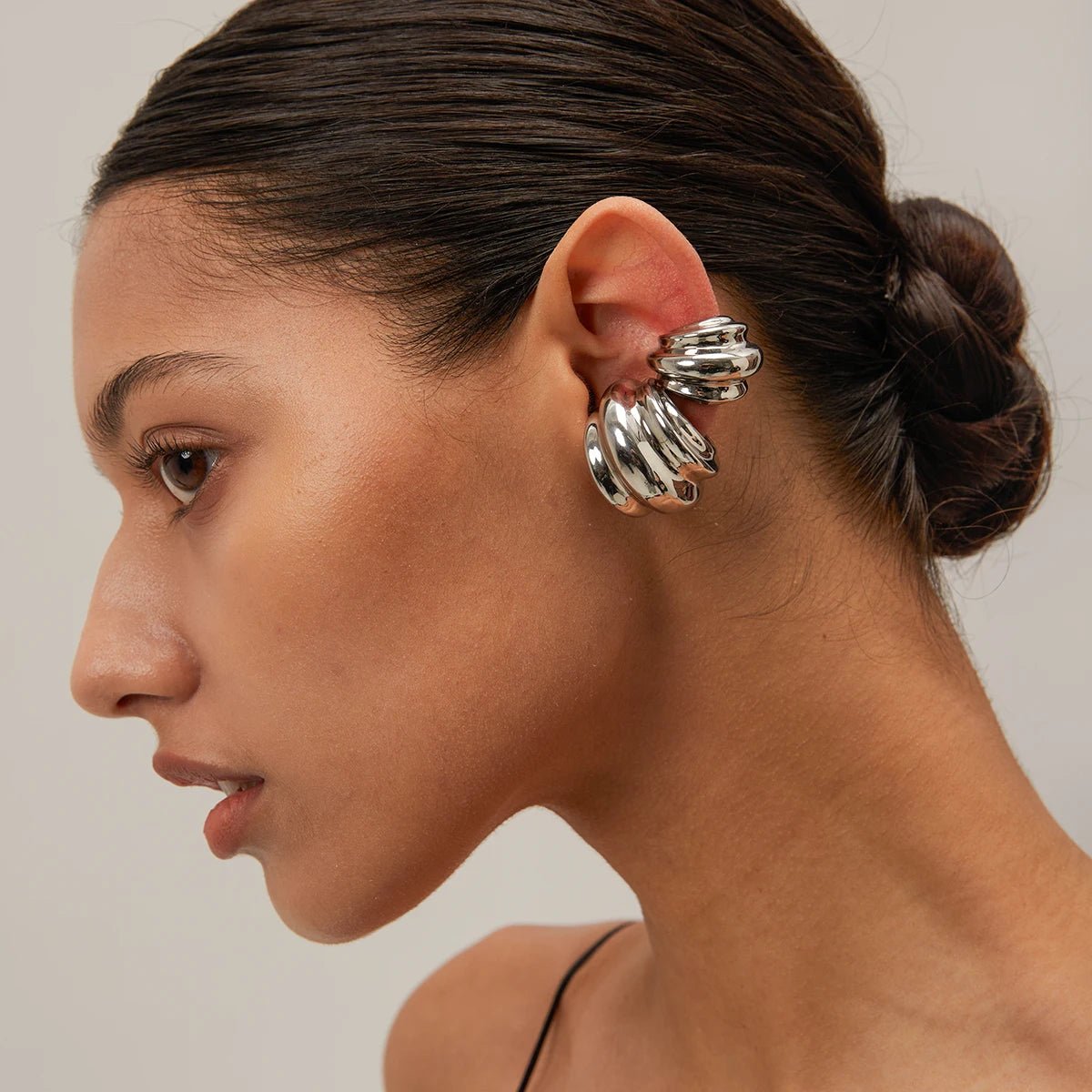 Minimalist Geometric Stainless Steel C - shaped Hoop Ear Clip Earring - WS JewelleryStainless Steel