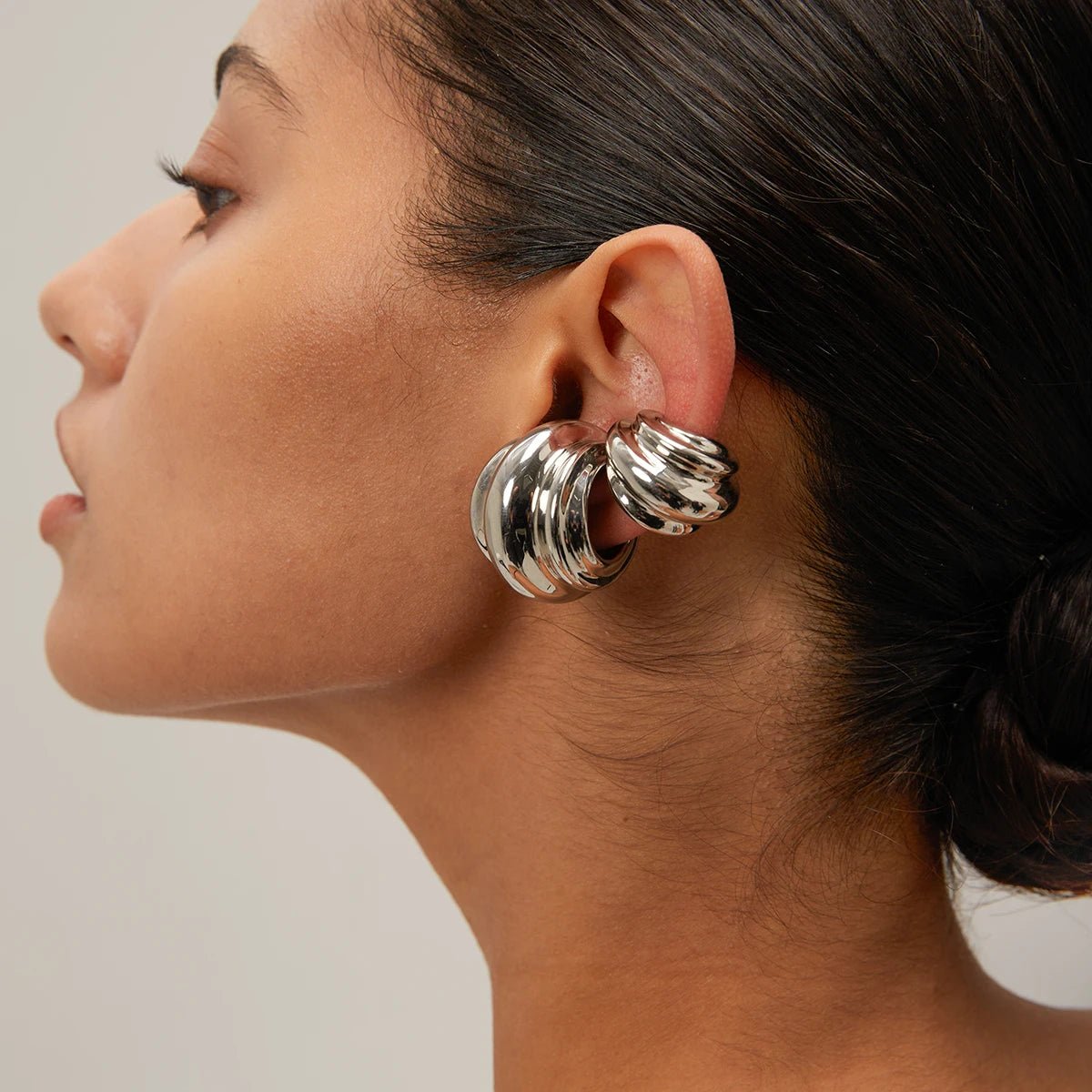 Minimalist Geometric Stainless Steel C - shaped Hoop Ear Clip Earring - WS JewelleryStainless Steel