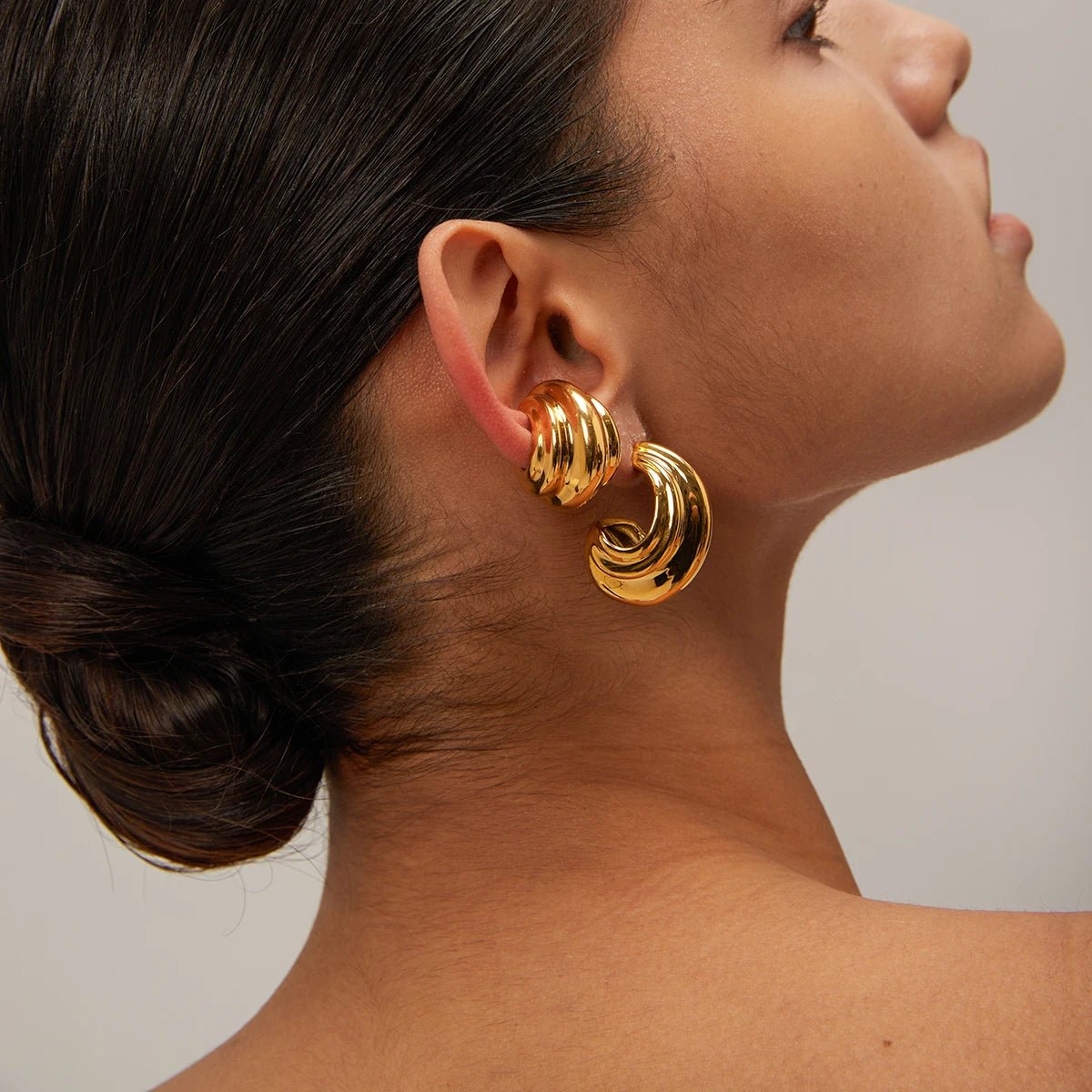 Minimalist Geometric Stainless Steel C - shaped Hoop Ear Clip Earring - WS JewelleryStainless Steel