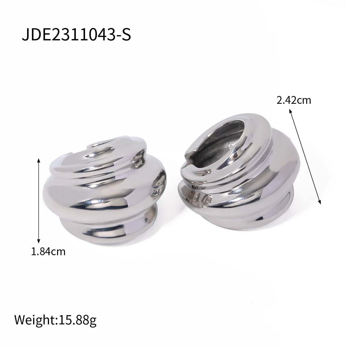 Minimalist Geometric Stainless Steel C - shaped Hoop Ear Clip Earring - WS JewelleryStainless Steel