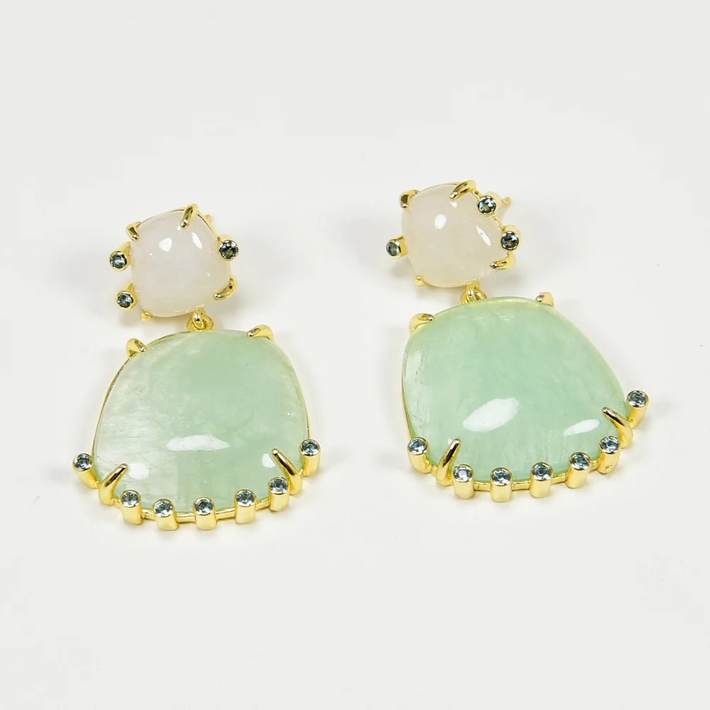 EarringsNatural Green Amethyst Prasiolite Quartz White Jade Stud Dangle Earrings - WS JewelleryJade EarringNatural Stone ColelctionNatural Stone Earring