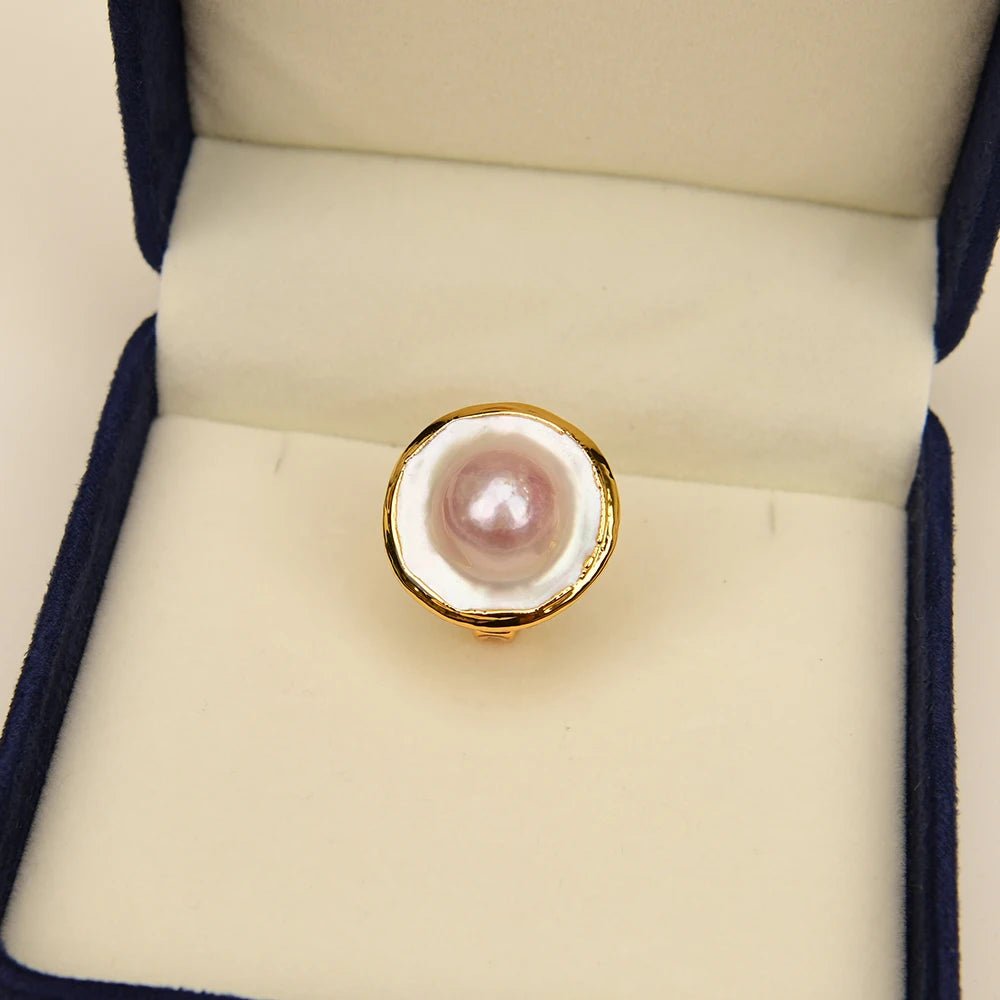RingsNatural Light Pink Mabe Pearl Adjustable Rings - WS JewelleryCocktail RingNatural Stone ColelctionPearl Ring