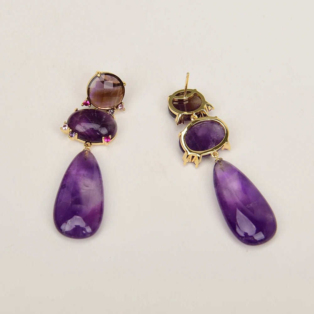 EarringsNatural Purple Amethyst Quartz Stud Earrings - WS JewelleryNatural Stone ColelctionNatural Stone EarringPearl Earring