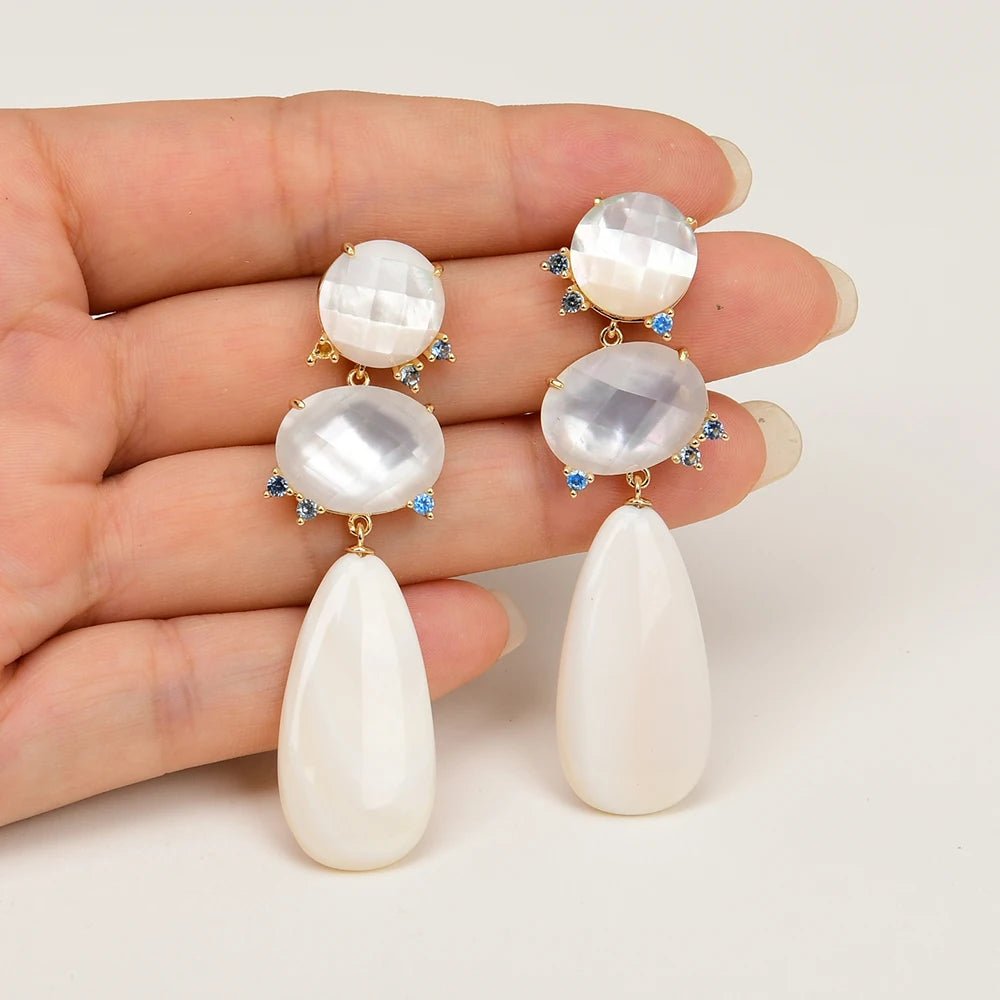 NecklacesNatural White Sea Shell Pearl Stud Earrings - WS JewelleryNatural Stone ColelctionNatural Stone EarringPearl Earring