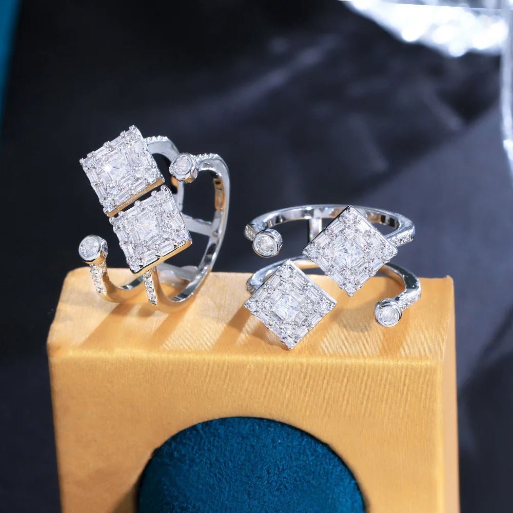 RingsOpen Cuff Geometric Sqaure Rings R283 - WS JewelleryRing