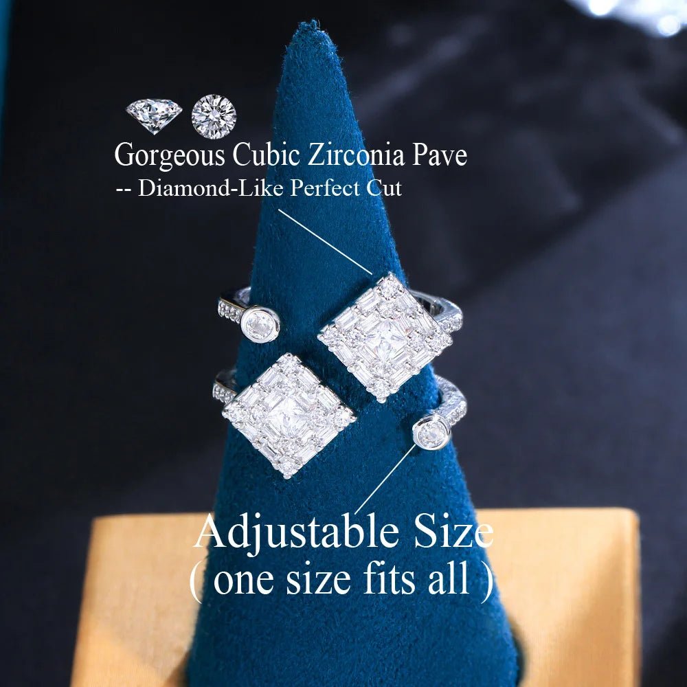 RingsOpen Cuff Geometric Sqaure Rings R283 - WS JewelleryRing