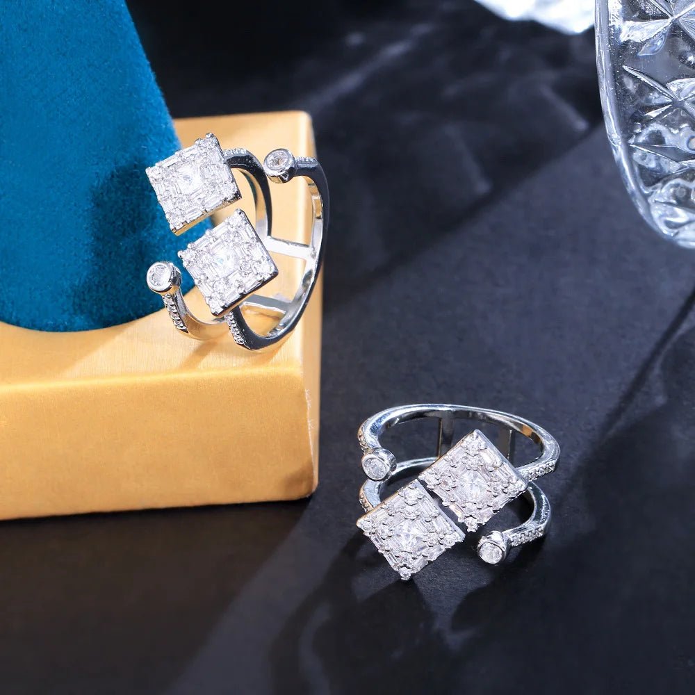 RingsOpen Cuff Geometric Sqaure Rings R283 - WS JewelleryRing