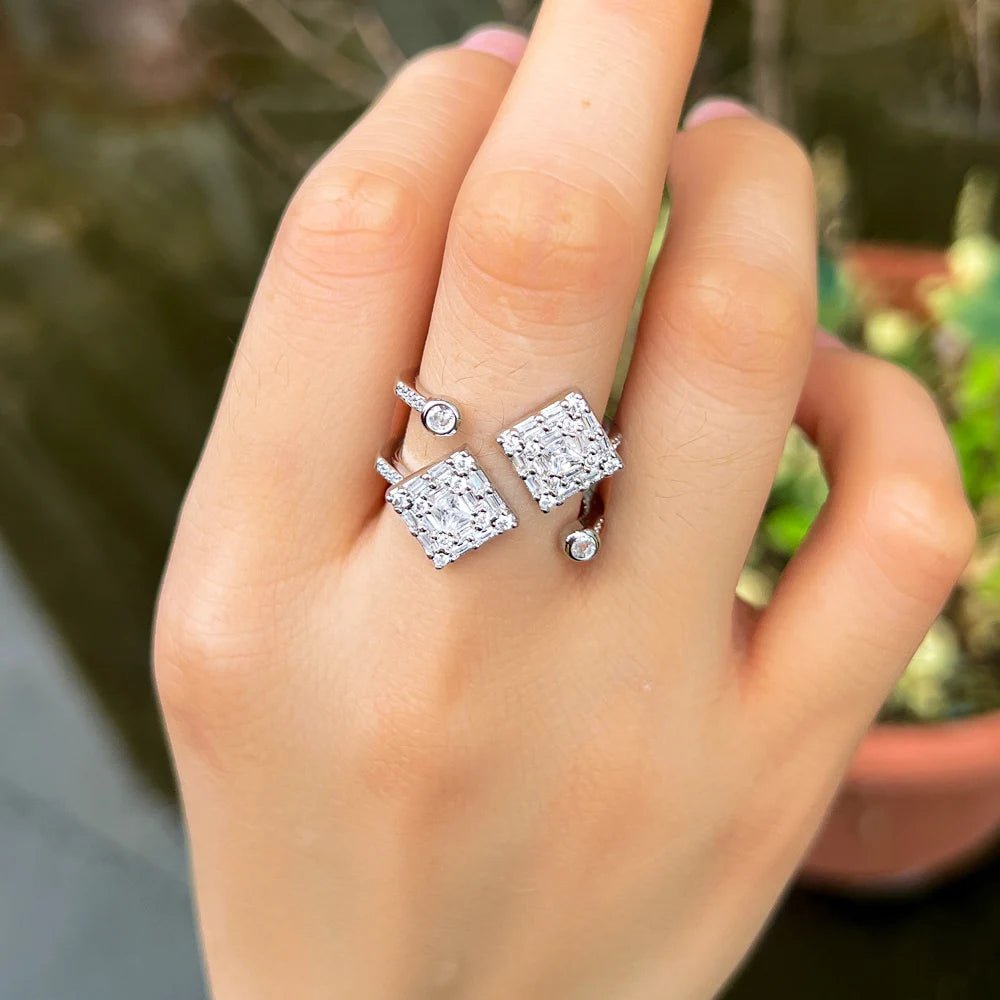 RingsOpen Cuff Geometric Sqaure Rings R283 - WS JewelleryRing